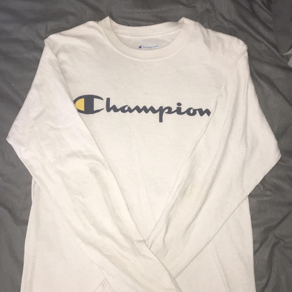 Long Sleeve White Champion Tee